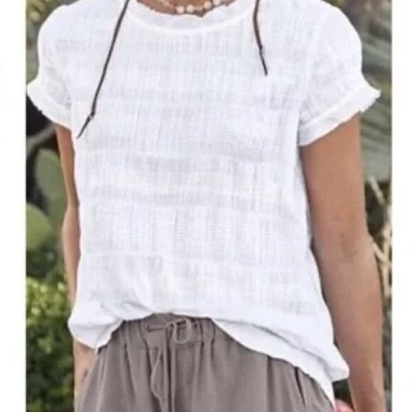 Sundance | Cloud Nine Pink Cap Sleeve Shirred Top | Size L - Picture 2 of 8